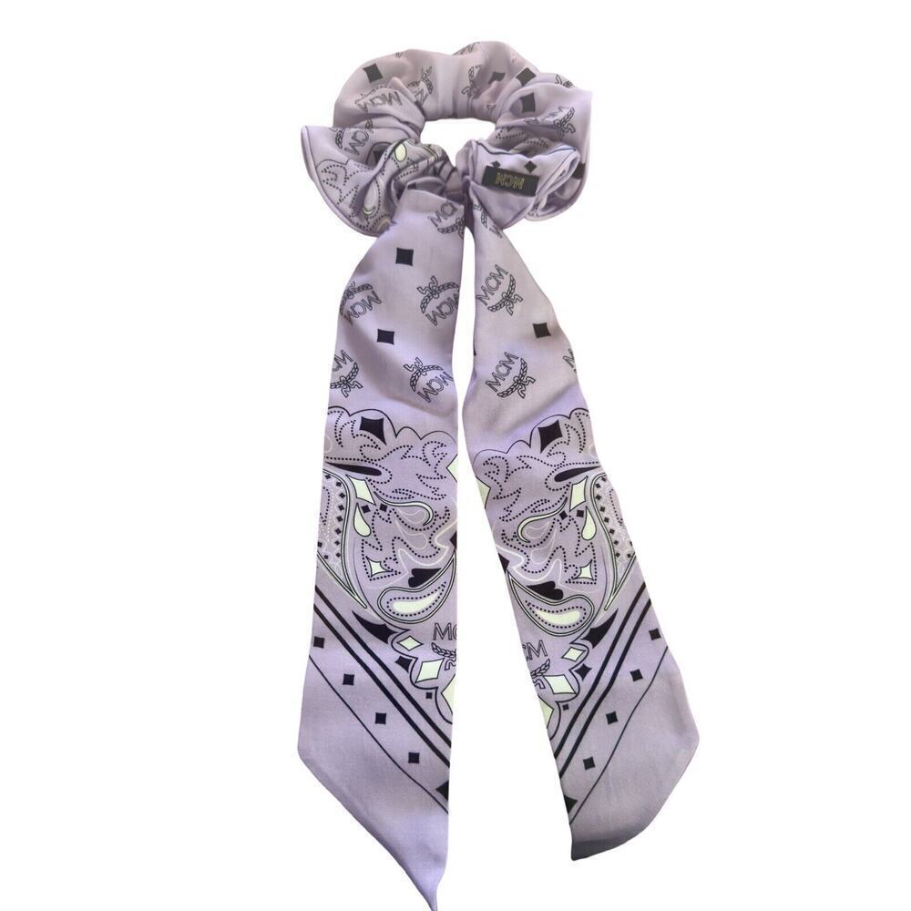 MCM silk and cotton purple rose banadanna scrunchie Full Set! Ready For Gifting - Picture 2 of 5